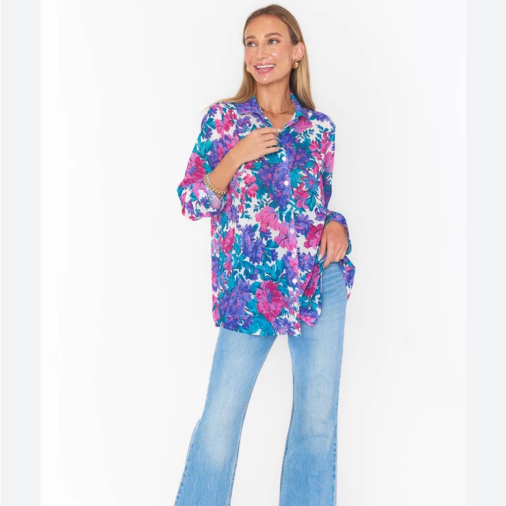 Show Me Your Mumu Magenta Blooms Women's Button Down Blouse NWT